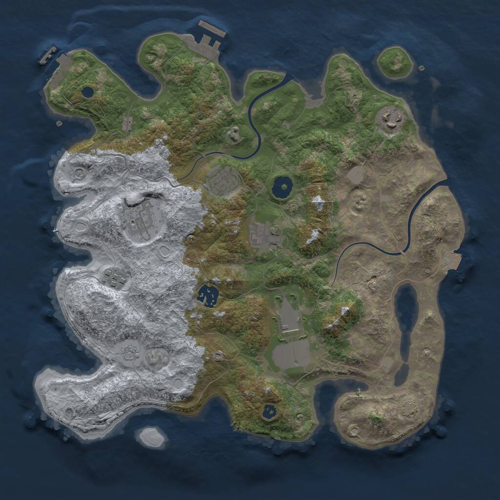 Rust Map: Procedural Map, Size: 3500, Seed: 1181009932, 13 Monuments