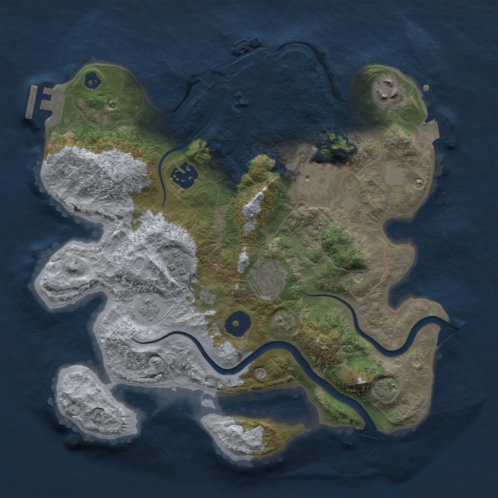 Rust Map: Procedural Map, Size: 3000, Seed: 2087725070, 11 Monuments