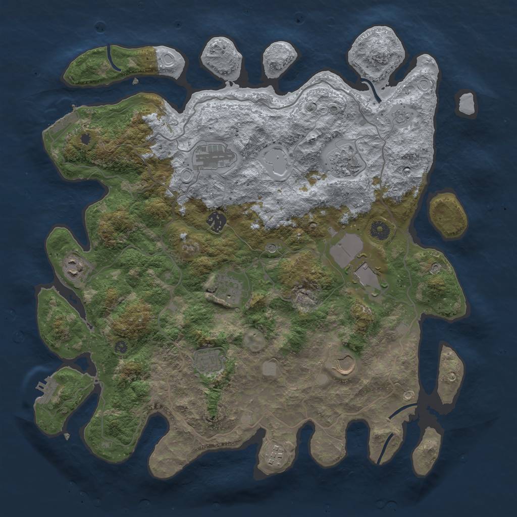Rust Map: Procedural Map, Size: 4000, Seed: 23904911, 18 Monuments