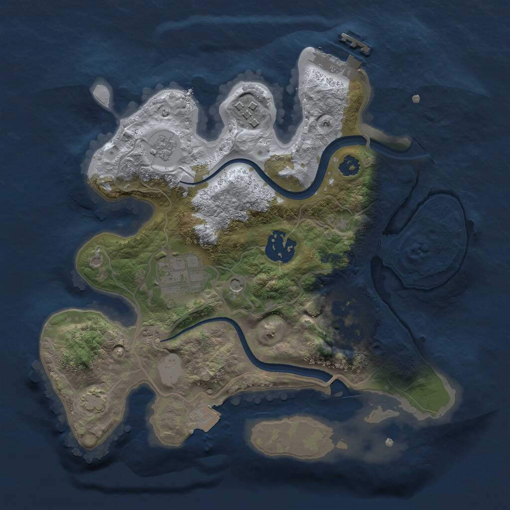 Rust Map: Procedural Map, Size: 2500, Seed: 98153, 9 Monuments