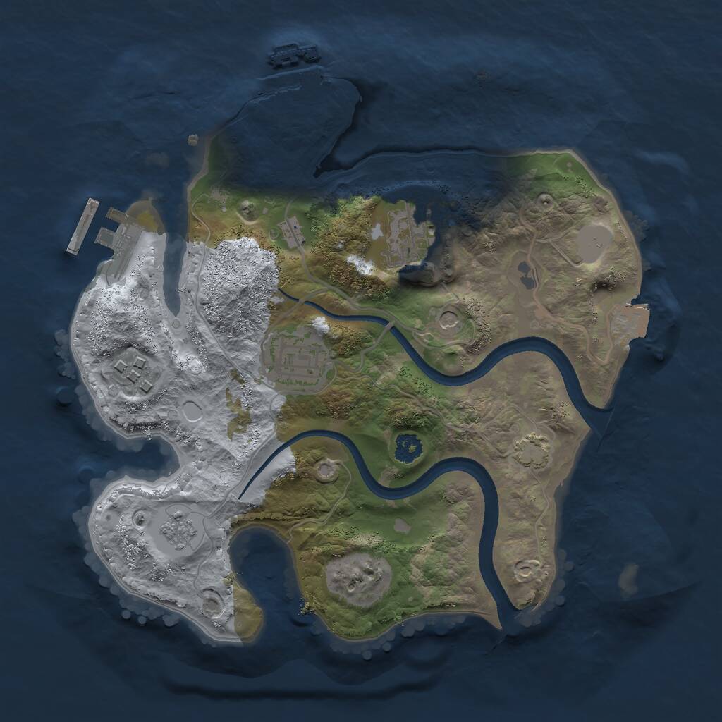 Rust Map: Procedural Map, Size: 2500, Seed: 2094597591, 9 Monuments
