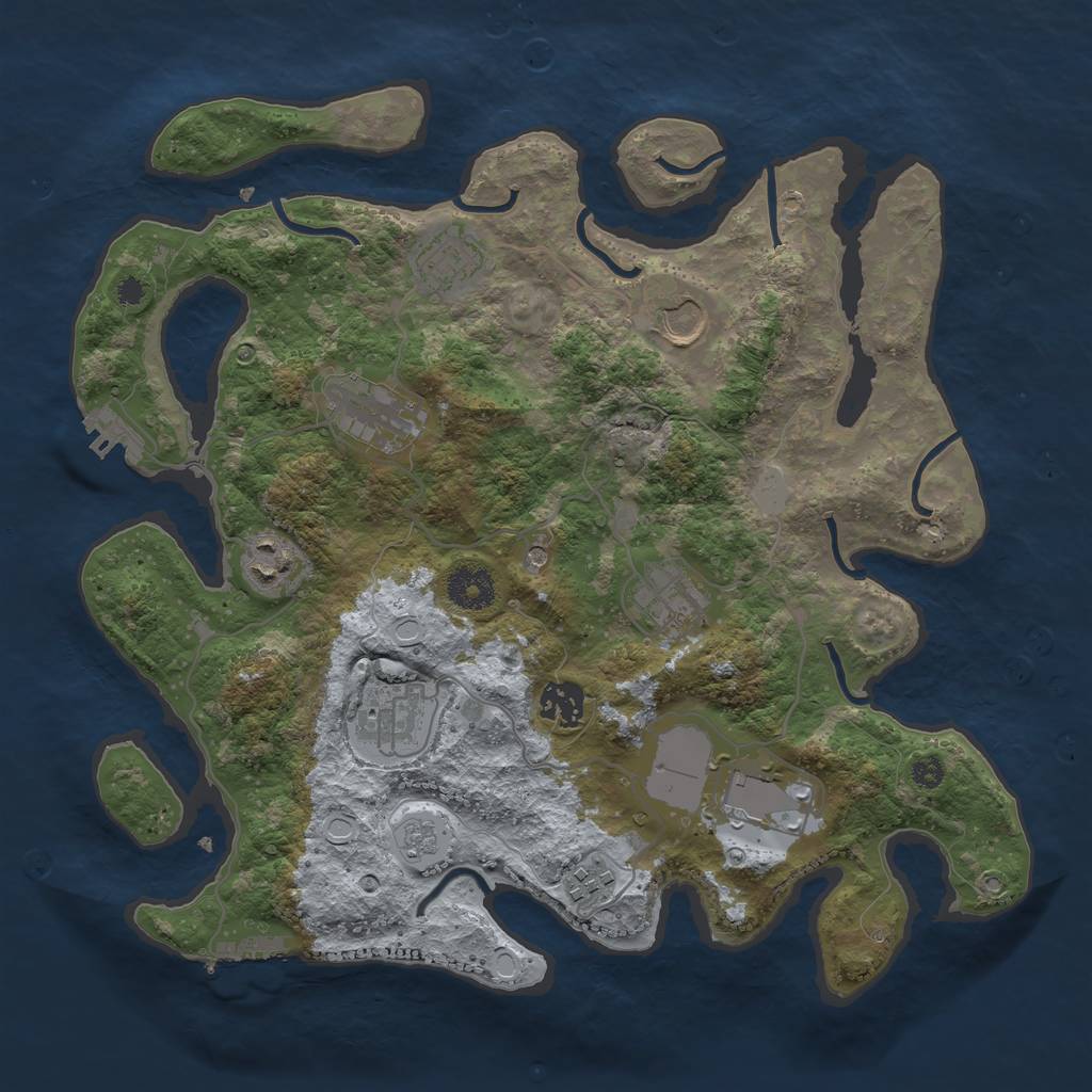 Rust Map: Procedural Map, Size: 3500, Seed: 9423618, 18 Monuments