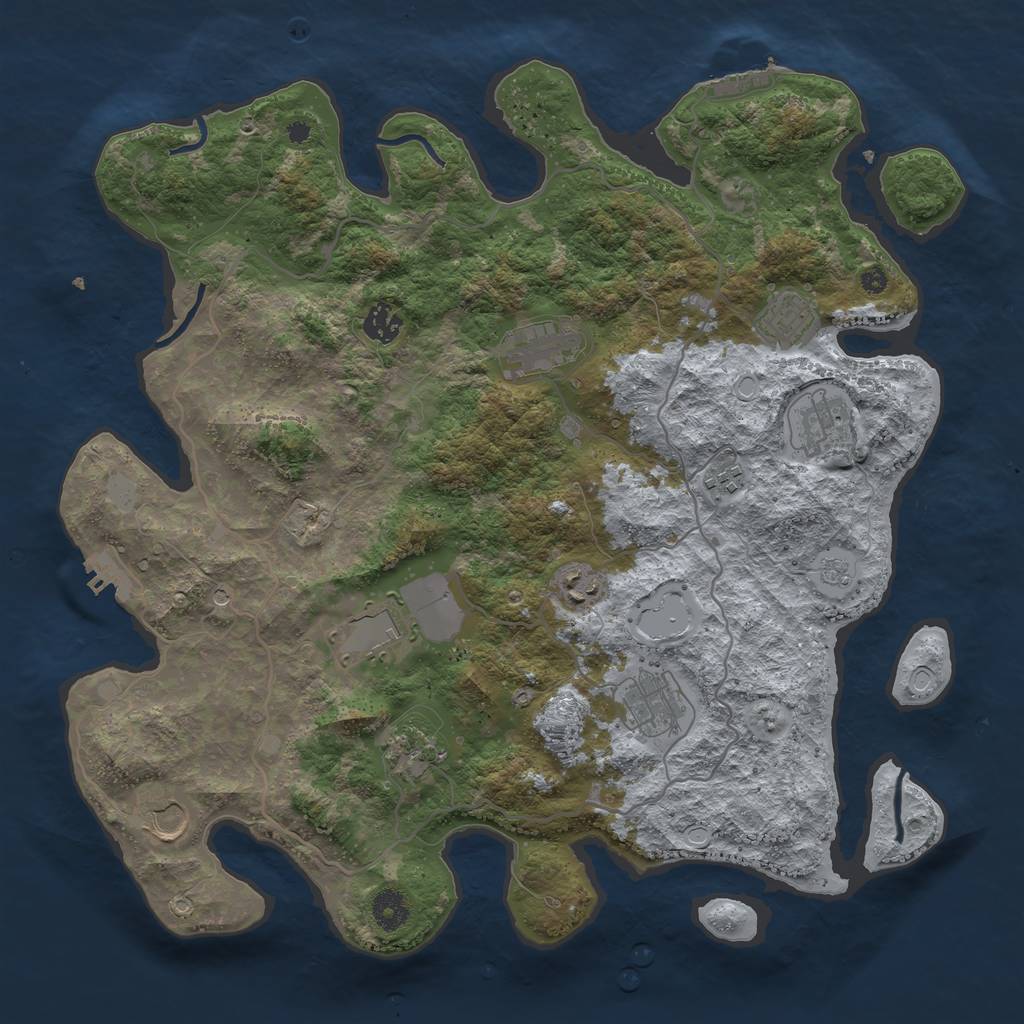 Rust Map: Procedural Map, Size: 4000, Seed: 12575, 19 Monuments