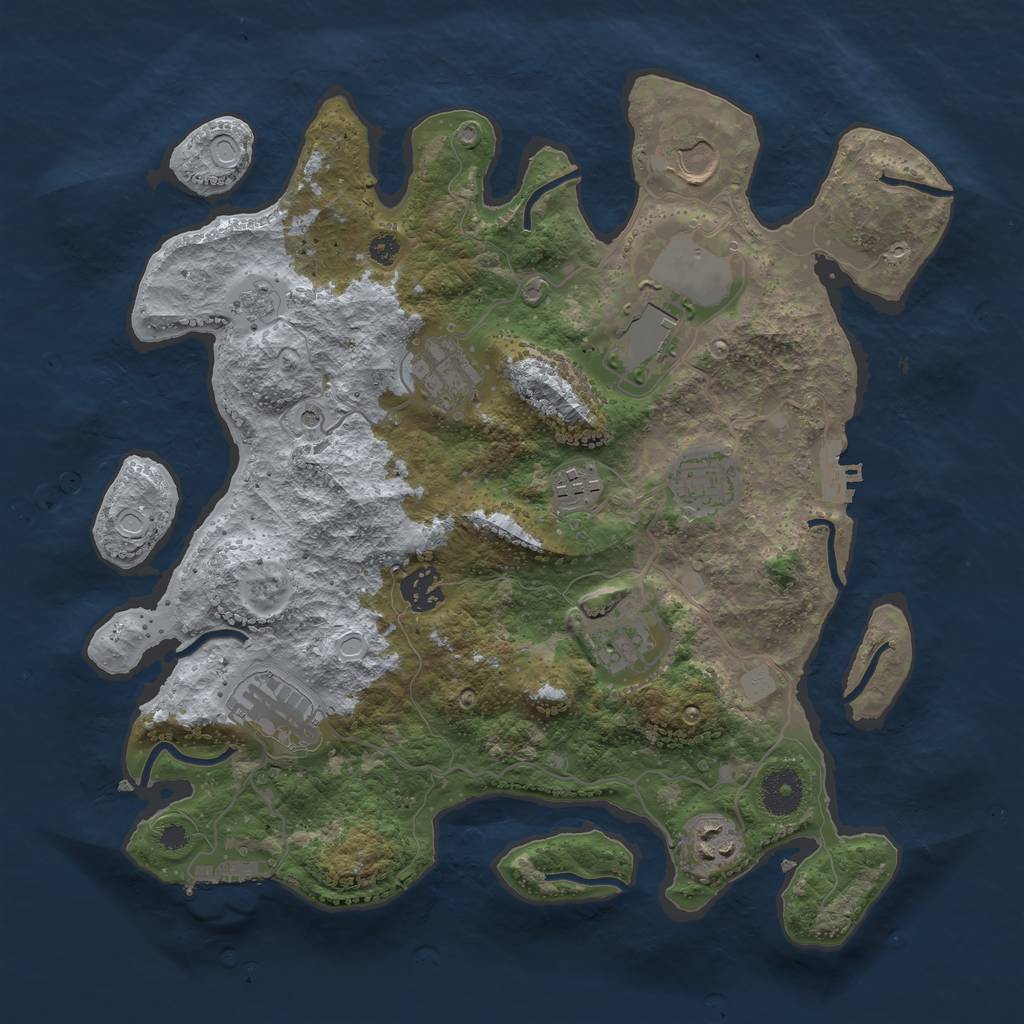 Rust Map: Procedural Map, Size: 3500, Seed: 33616128, 18 Monuments