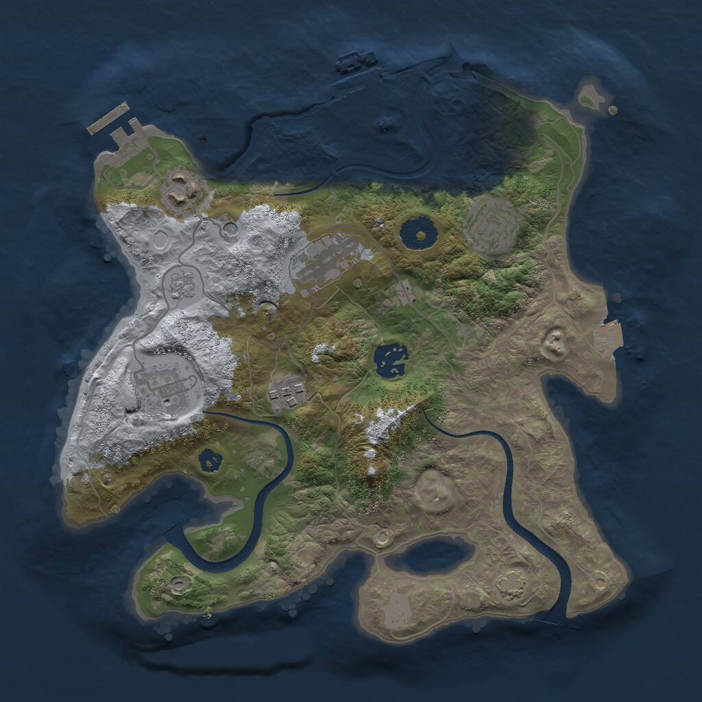 Rust Map: Procedural Map, Size: 3000, Seed: 347895, 12 Monuments