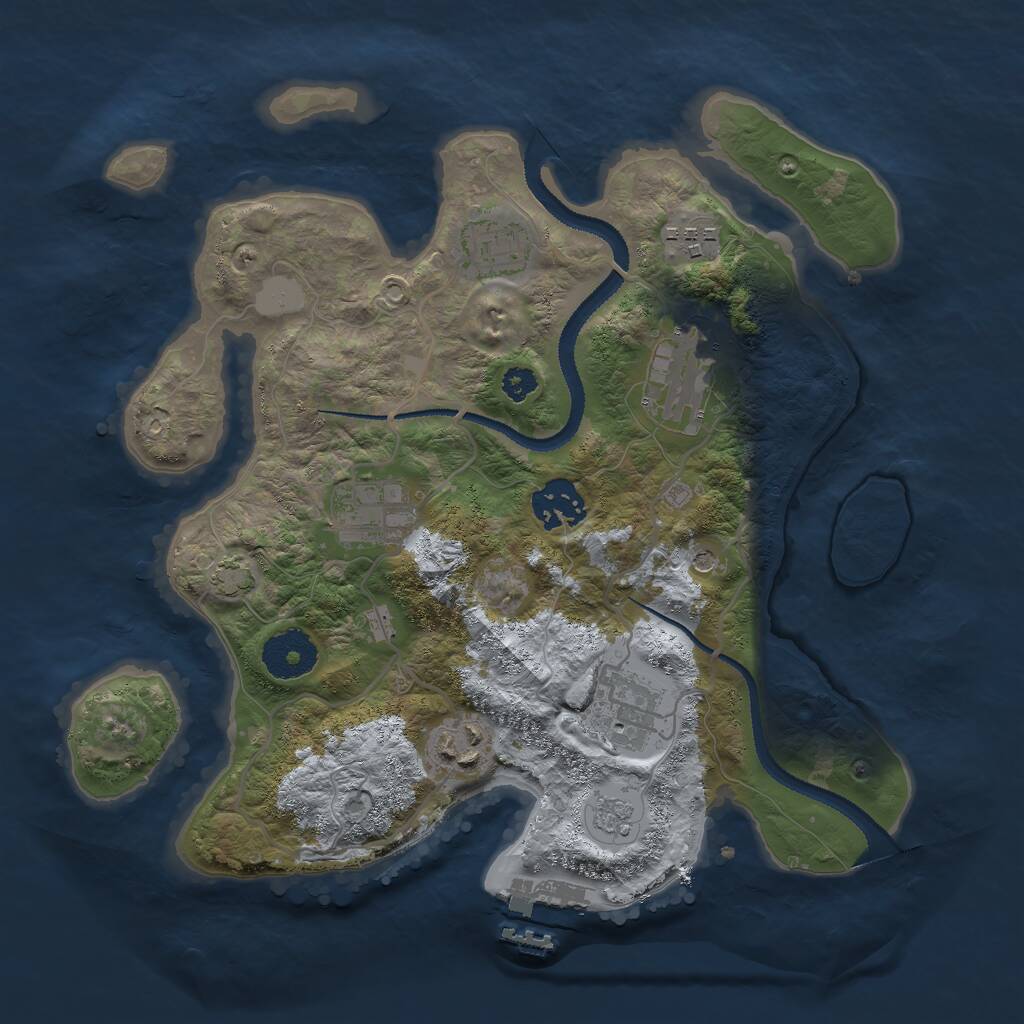 Rust Map: Procedural Map, Size: 3000, Seed: 1342042057, 12 Monuments