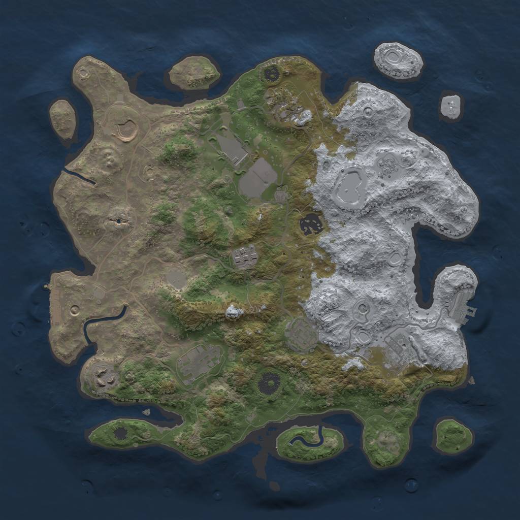 Rust Map: Procedural Map, Size: 3500, Seed: 69696, 18 Monuments