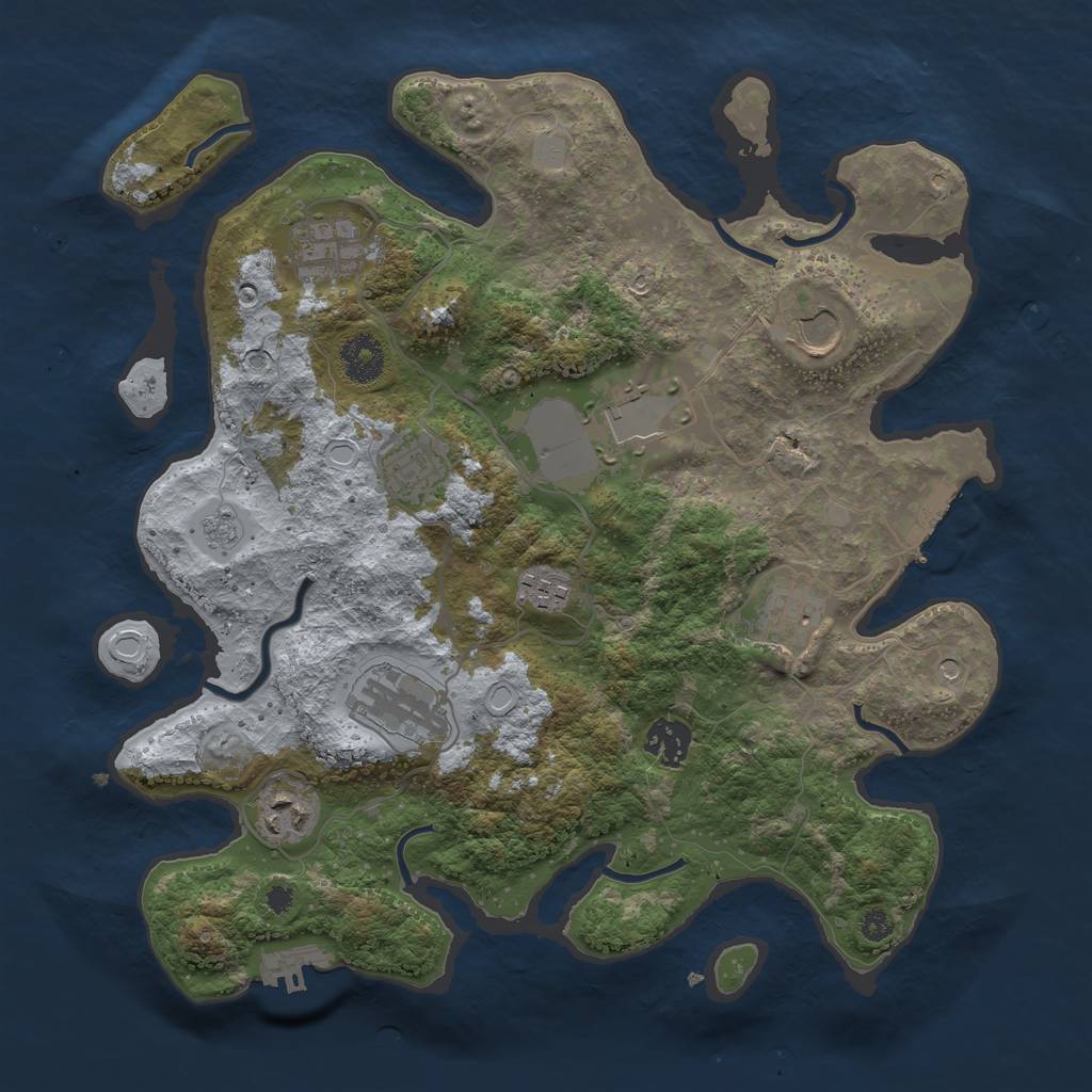 Rust Map: Procedural Map, Size: 3500, Seed: 122028340, 18 Monuments