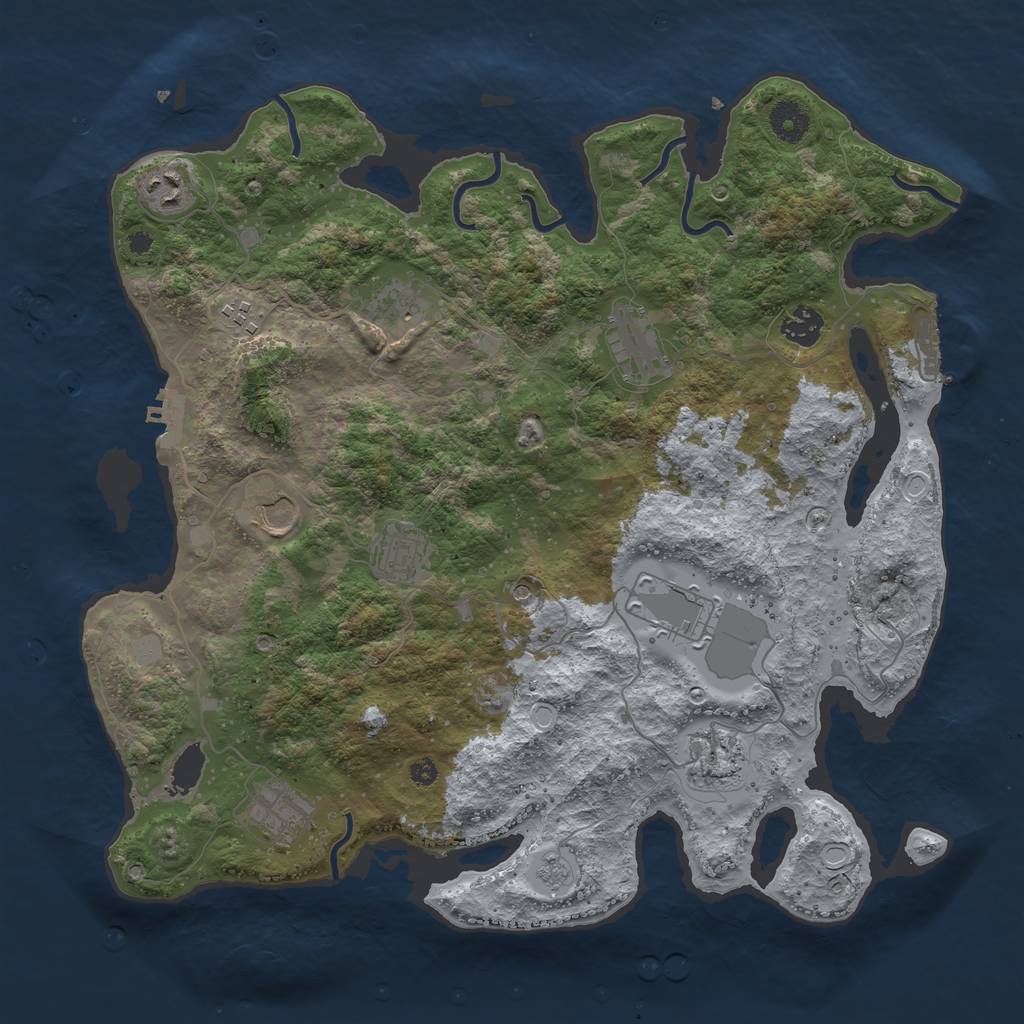 Rust Map: Procedural Map, Size: 3850, Seed: 352692889, 19 Monuments