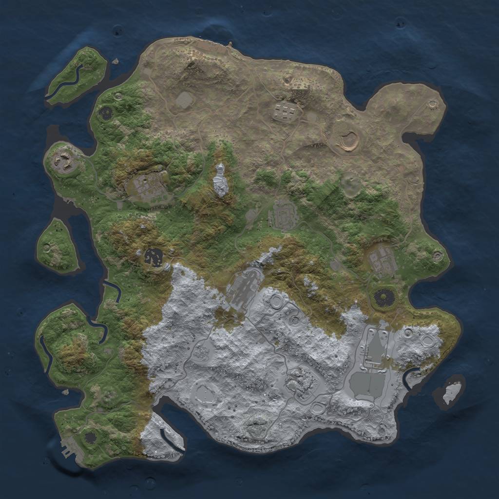 Rust Map: Procedural Map, Size: 3850, Seed: 673566915, 19 Monuments