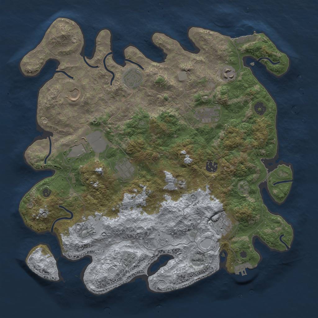 Rust Map: Procedural Map, Size: 3850, Seed: 1506104495, 19 Monuments