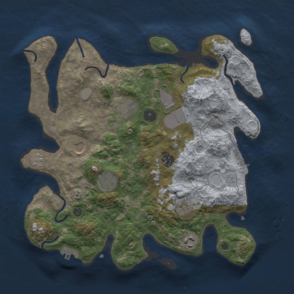 Rust Map: Procedural Map, Size: 3500, Seed: 9314341, 17 Monuments