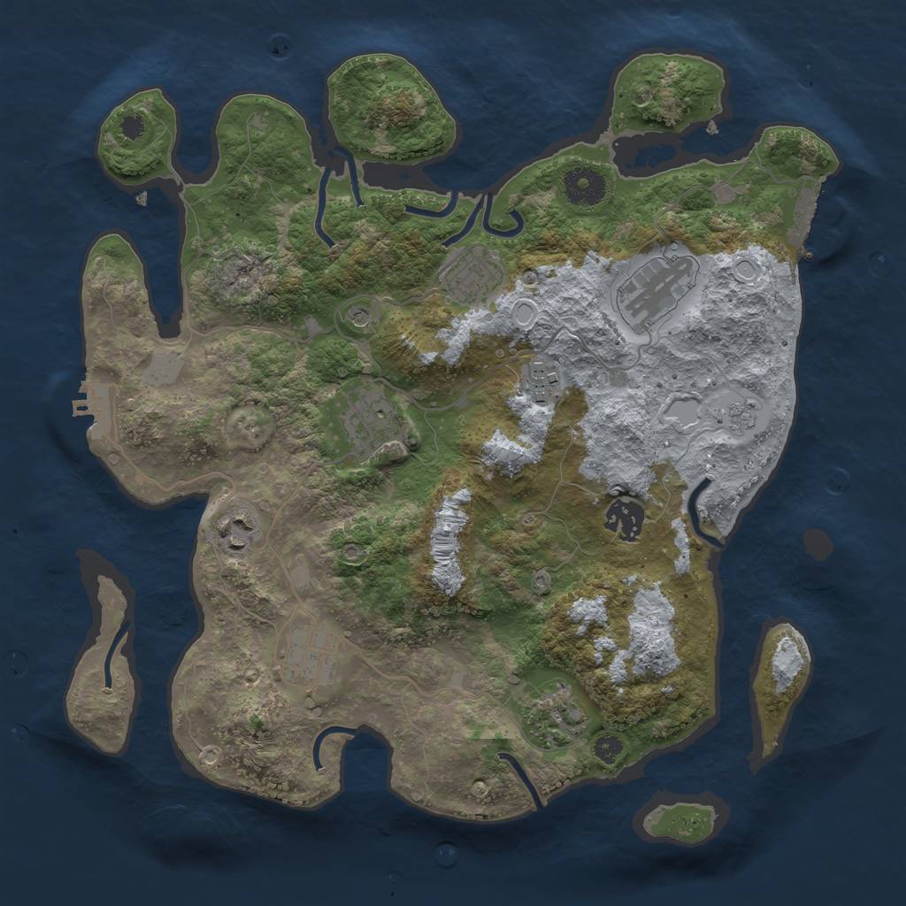 Rust Map: Procedural Map, Size: 3380, Seed: 2137346820, 17 Monuments