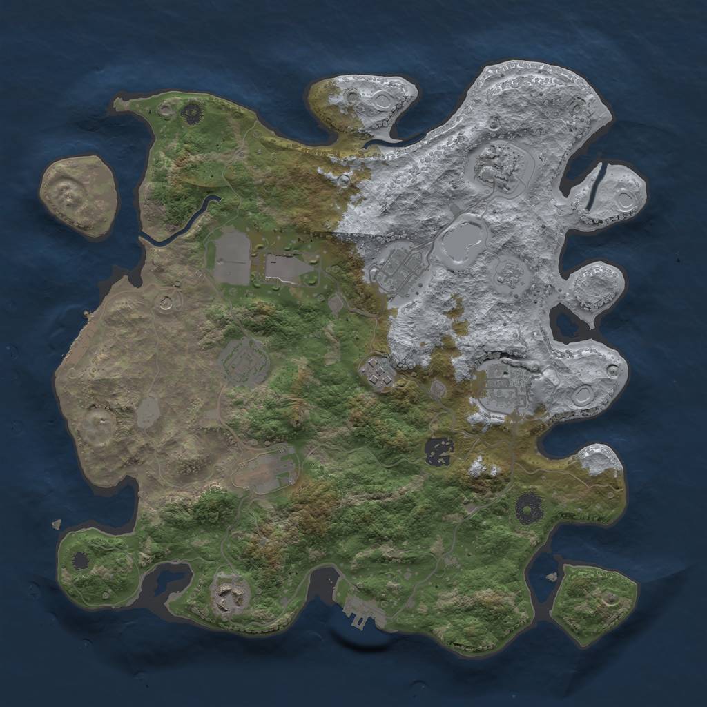 Rust Map: Procedural Map, Size: 3500, Seed: 213890345, 18 Monuments