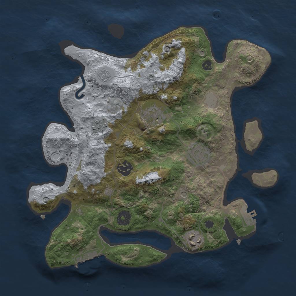 Rust Map: Procedural Map, Size: 3000, Seed: 23778, 14 Monuments
