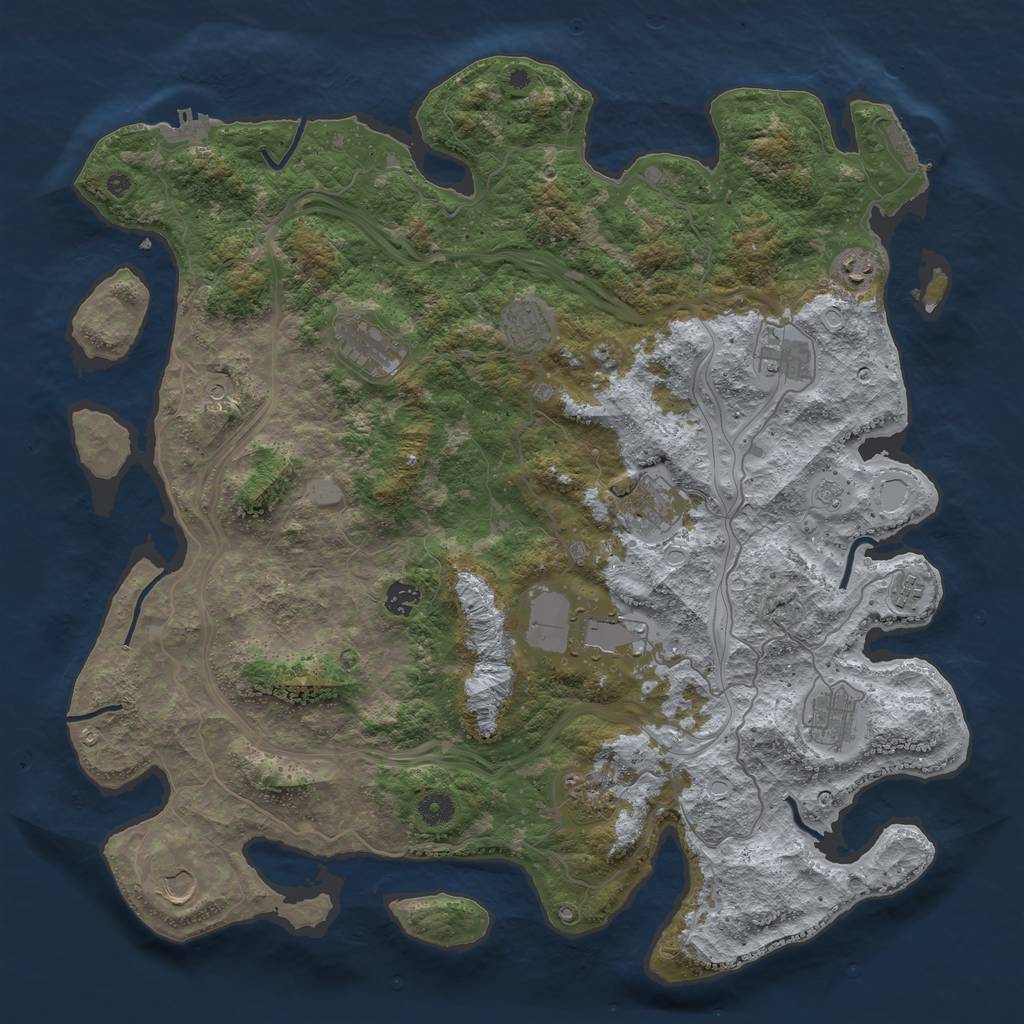 Rust Map: Procedural Map, Size: 4500, Seed: 321625234, 20 Monuments