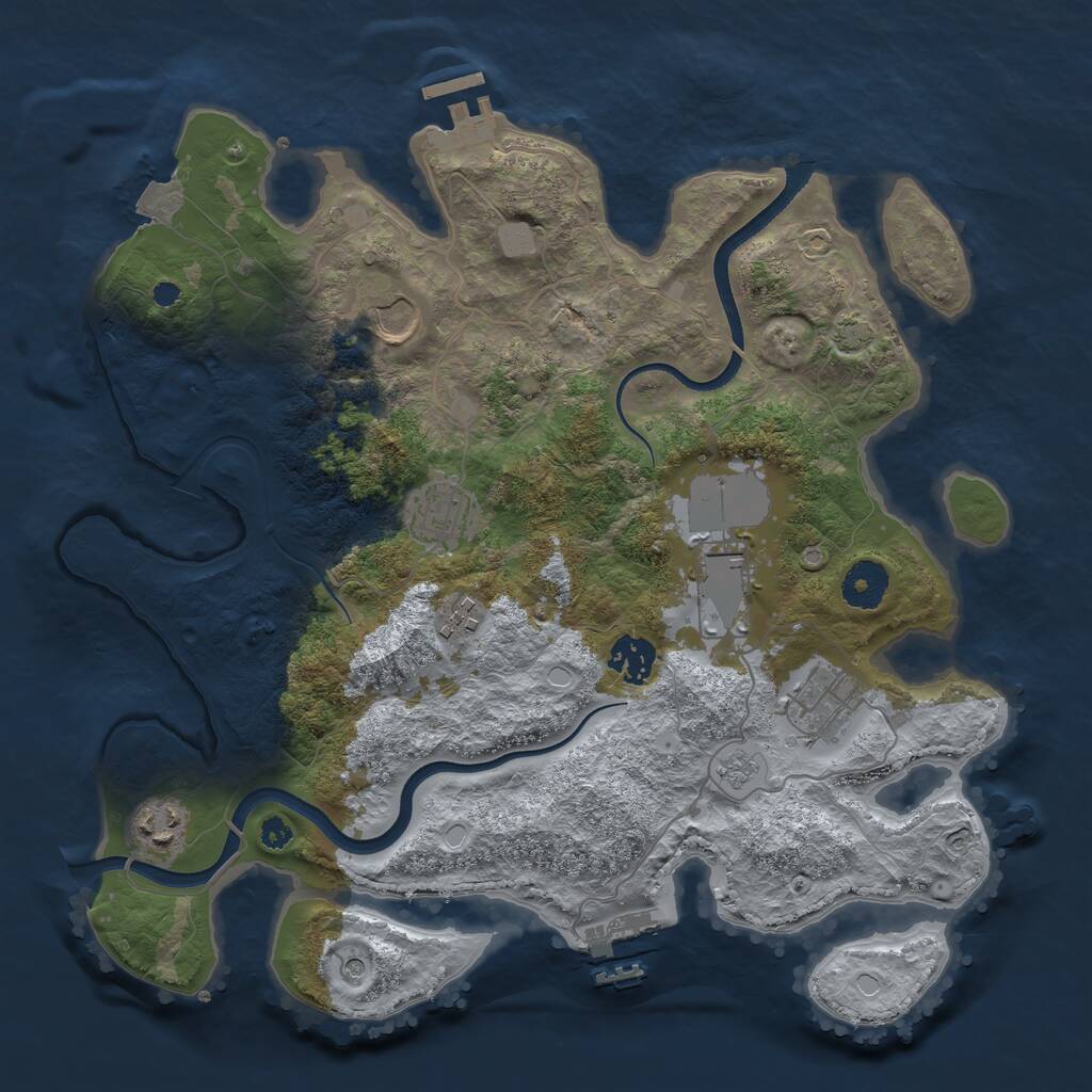 Rust Map: Procedural Map, Size: 3500, Seed: 1843931299, 13 Monuments