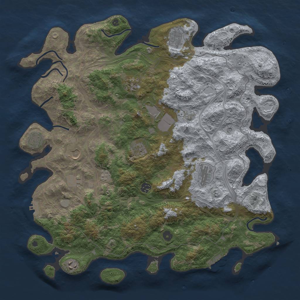 Rust Map: Procedural Map, Size: 4500, Seed: 1993792353, 20 Monuments