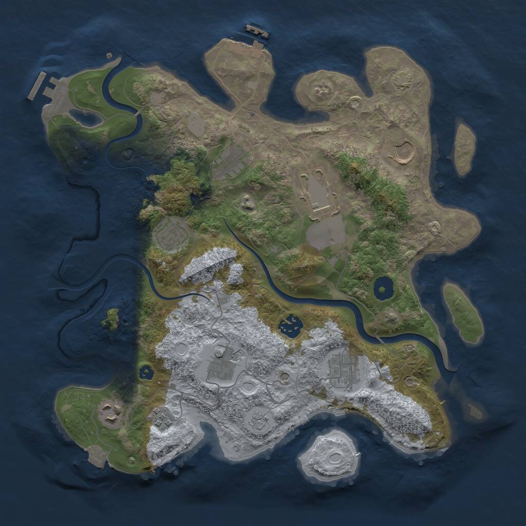 Rust Map: Procedural Map, Size: 3500, Seed: 657254, 15 Monuments