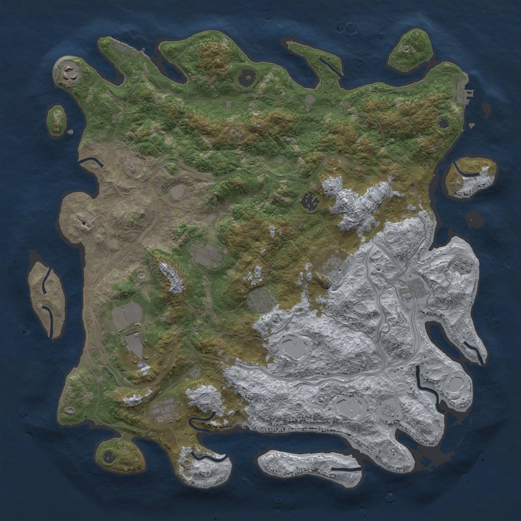 Rust Map: Procedural Map, Size: 4500, Seed: 1349683380, 18 Monuments