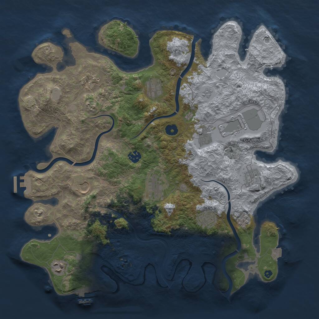 Rust Map: Procedural Map, Size: 3980, Seed: 2129, 17 Monuments