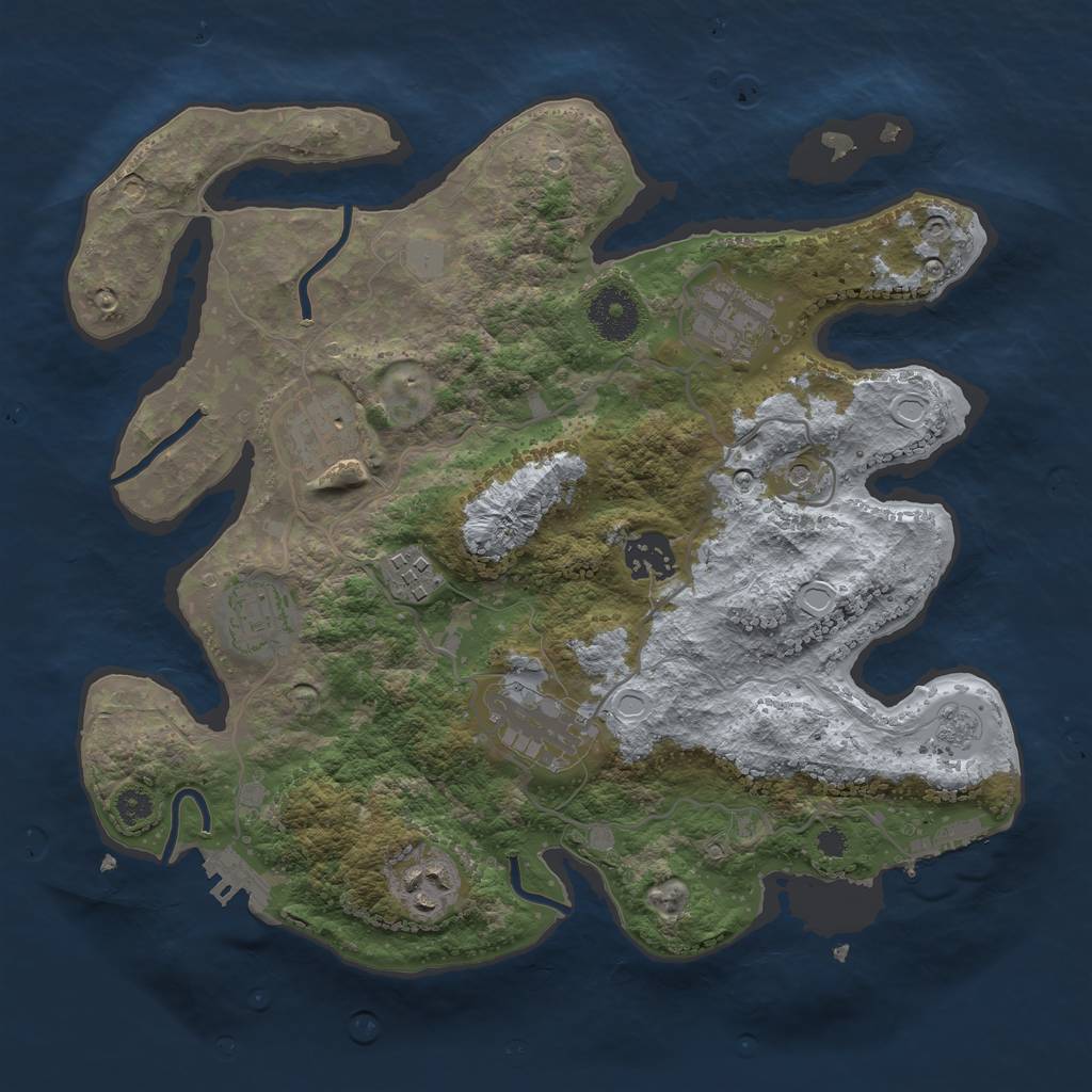 Rust Map: Procedural Map, Size: 3200, Seed: 50500, 16 Monuments