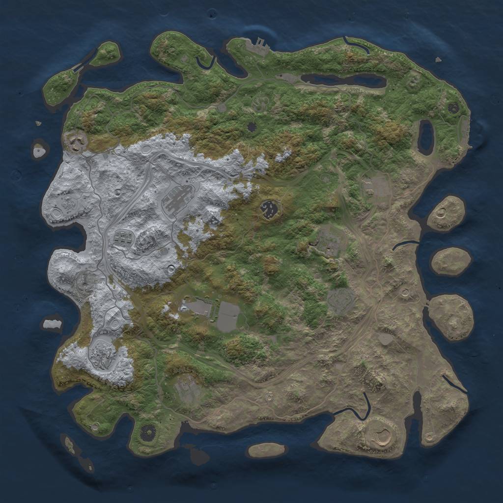 Rust Map: Procedural Map, Size: 4500, Seed: 1232556839, 20 Monuments