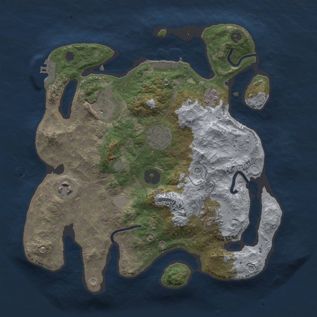 Rust Map: Procedural Map, Size: 3000, Seed: 527983575, 14 Monuments