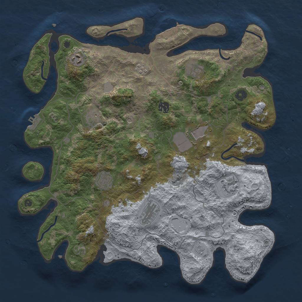 Rust Map: Procedural Map, Size: 4000, Seed: 12365, 18 Monuments