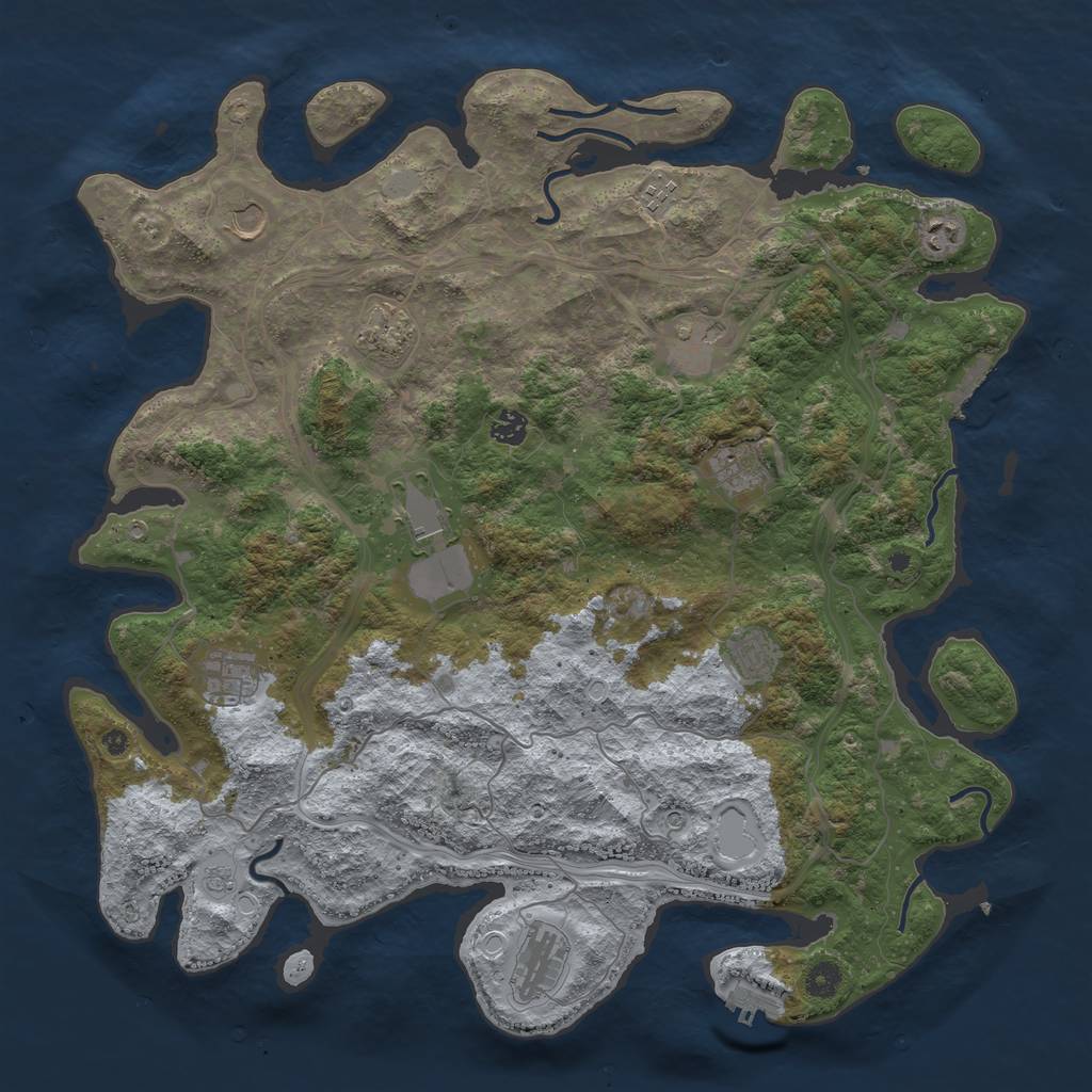 Rust Map: Procedural Map, Size: 4500, Seed: 1042768874, 20 Monuments