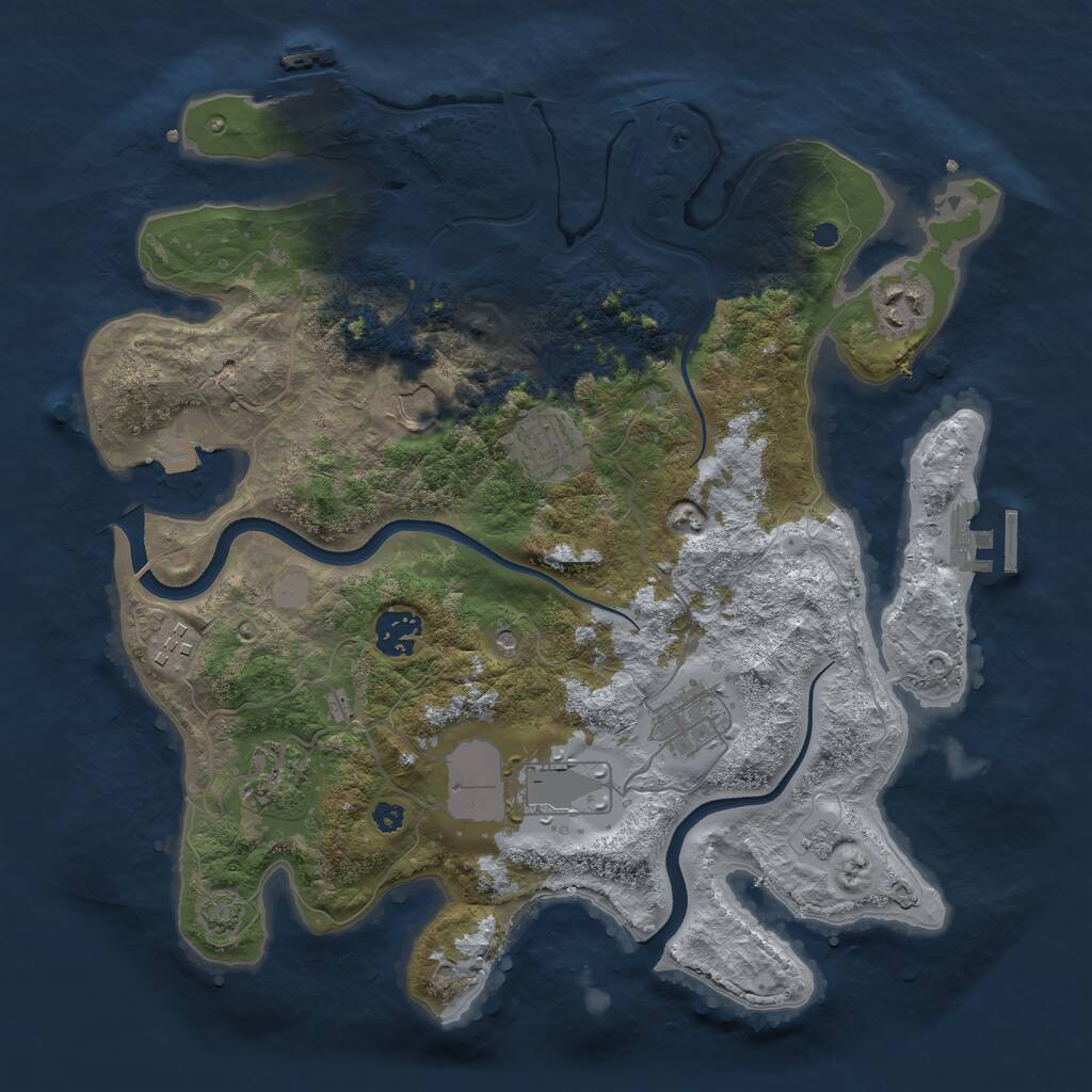 Rust Map: Procedural Map, Size: 3500, Seed: 414490500, 14 Monuments