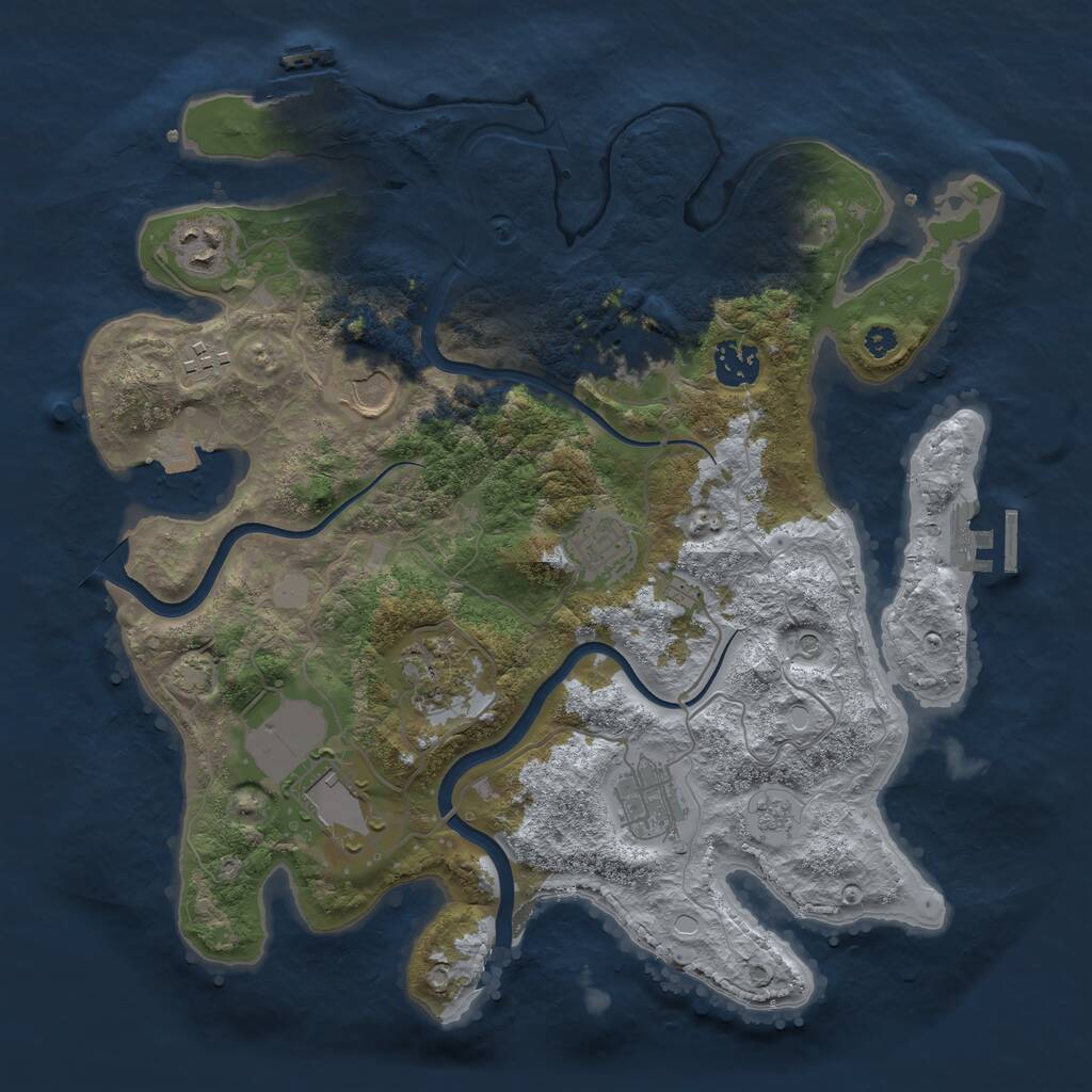 Rust Map: Procedural Map, Size: 3500, Seed: 414490500, 15 Monuments