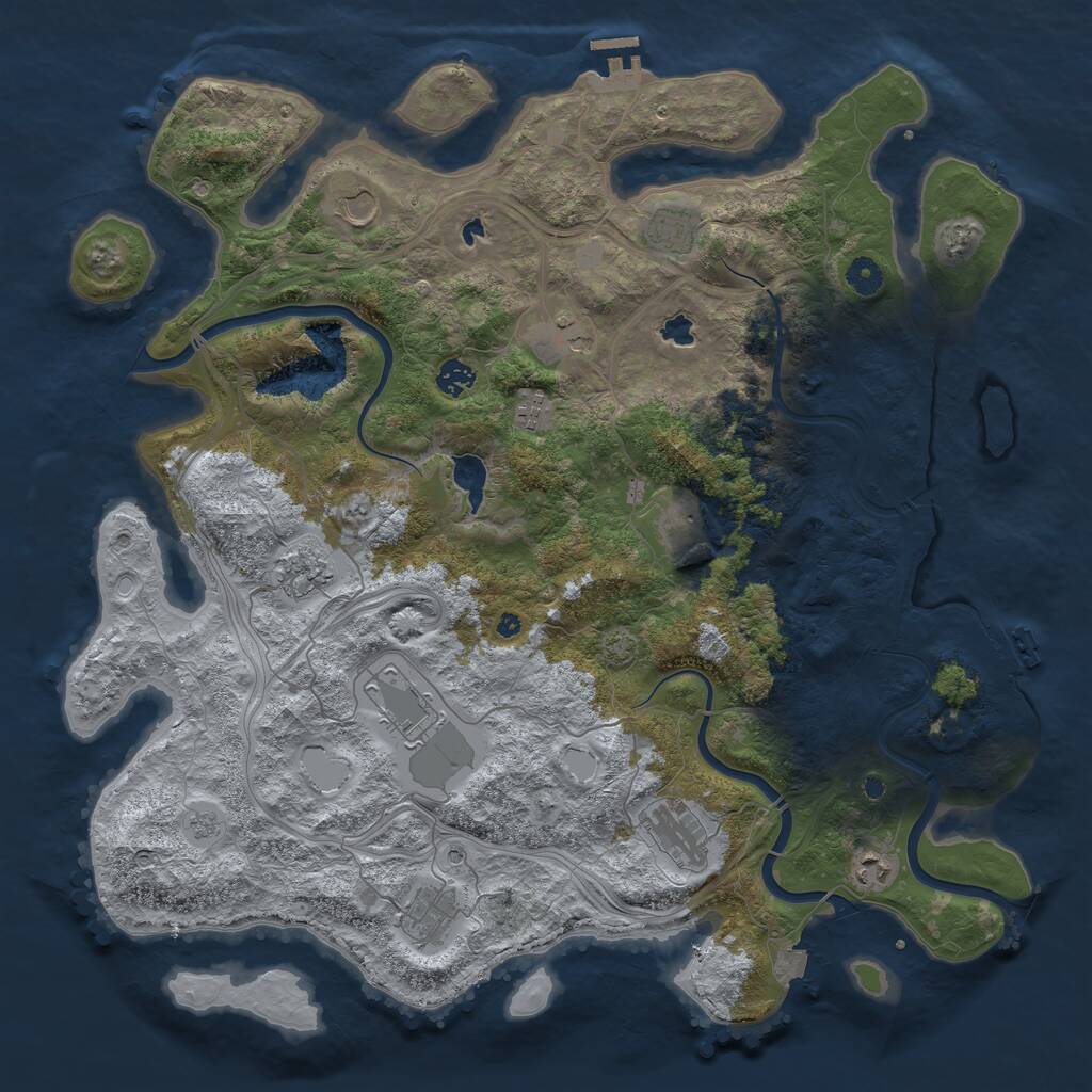 Rust Map: Procedural Map, Size: 4500, Seed: 22029010, 17 Monuments