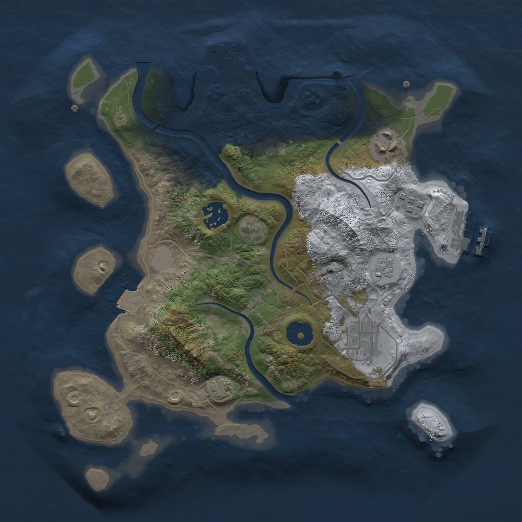 Rust Map: Procedural Map, Size: 3000, Seed: 1529, 9 Monuments