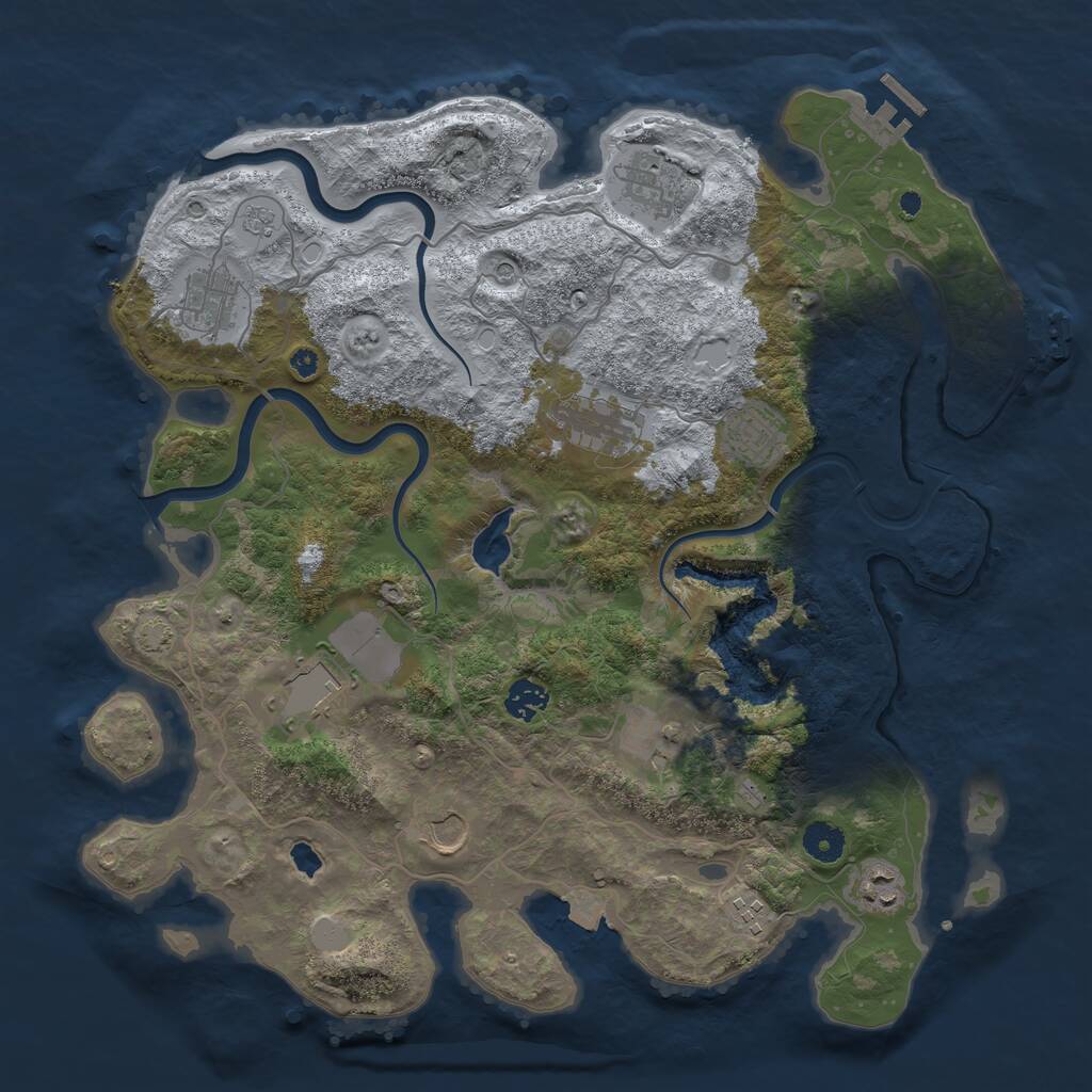 Rust Map: Procedural Map, Size: 4000, Seed: 5129664, 16 Monuments