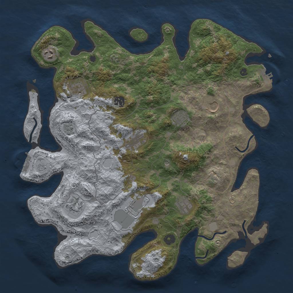 Rust Map: Procedural Map, Size: 4000, Seed: 3189, 19 Monuments