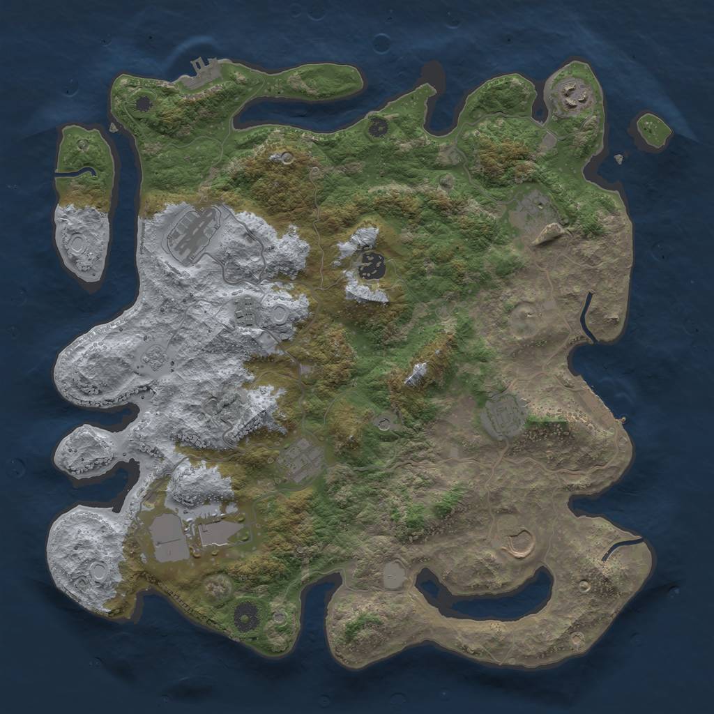 Rust Map: Procedural Map, Size: 3800, Seed: 1411985824, 18 Monuments