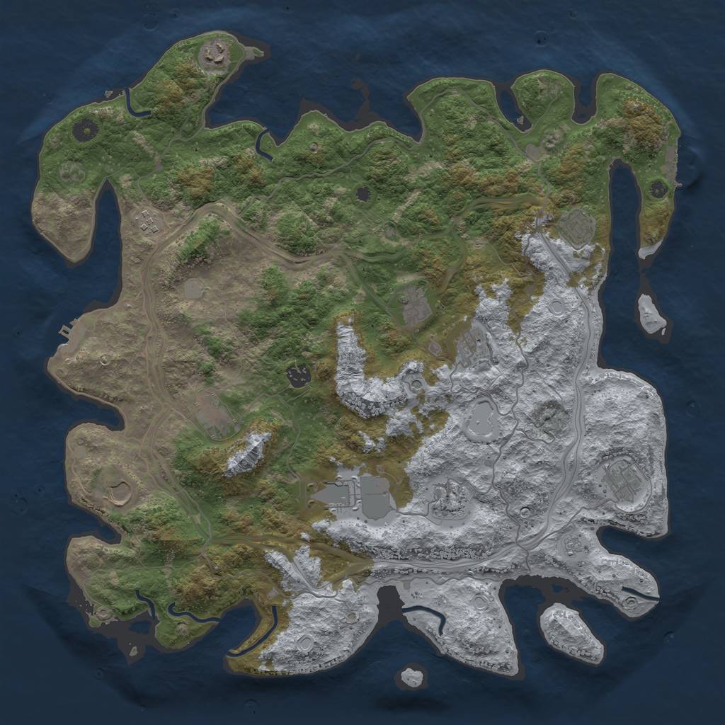 Rust Map: Procedural Map, Size: 4500, Seed: 214793856, 20 Monuments