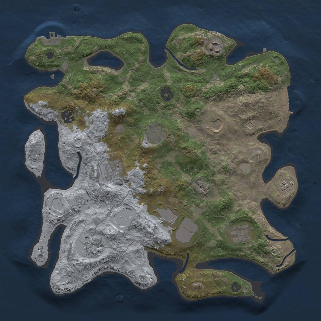 Rust Map: Procedural Map, Size: 3500, Seed: 906, 18 Monuments