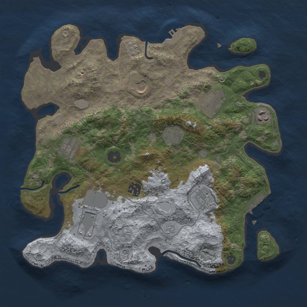 Rust Map: Procedural Map, Size: 3500, Seed: 1721333872, 18 Monuments