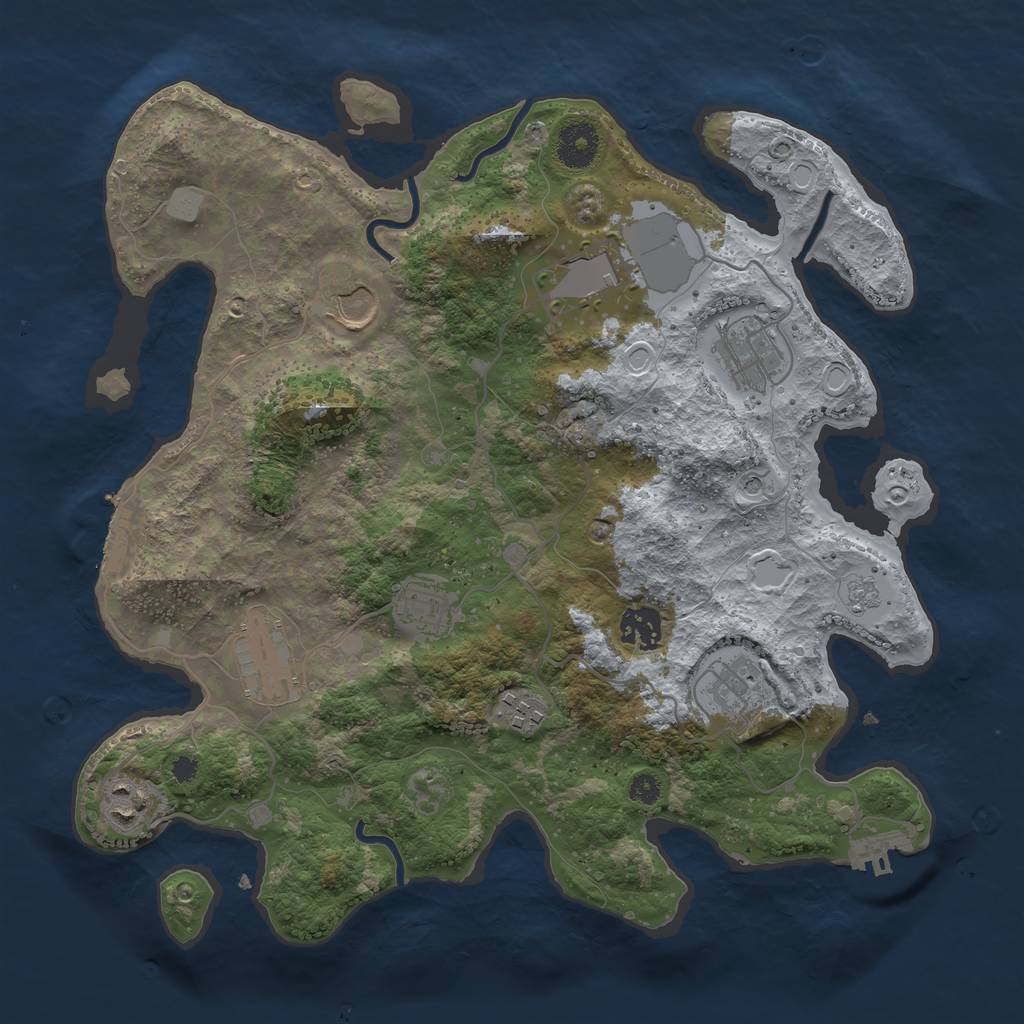 Rust Map: Procedural Map, Size: 3500, Seed: 6732, 18 Monuments