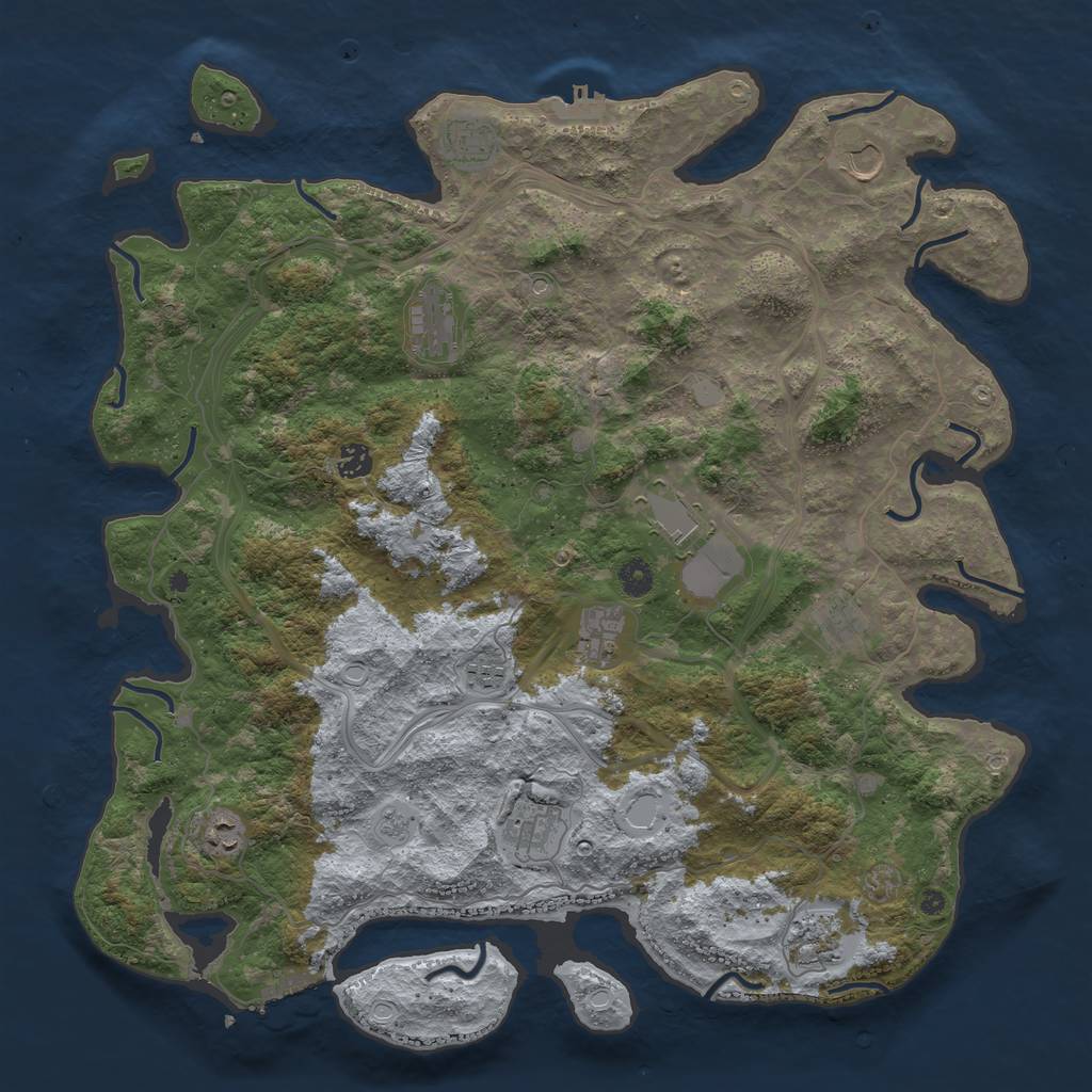 Rust Map: Procedural Map, Size: 4500, Seed: 1706041978, 20 Monuments