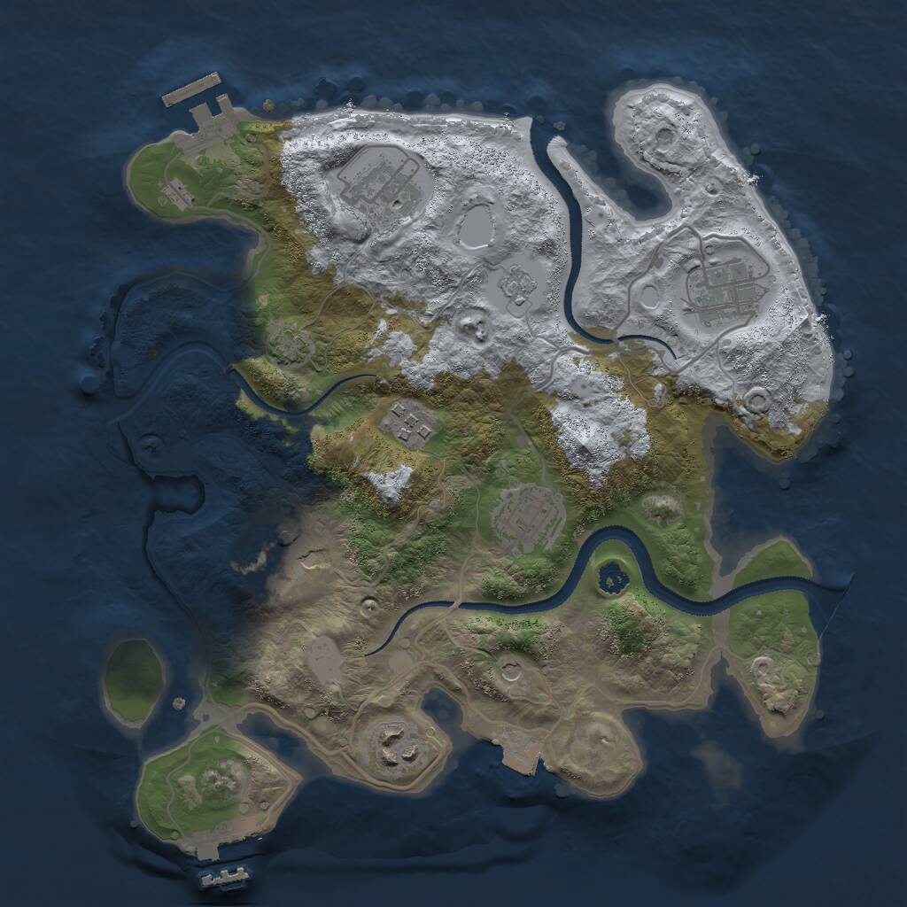 Rust Map: Procedural Map, Size: 3000, Seed: 6563, 12 Monuments