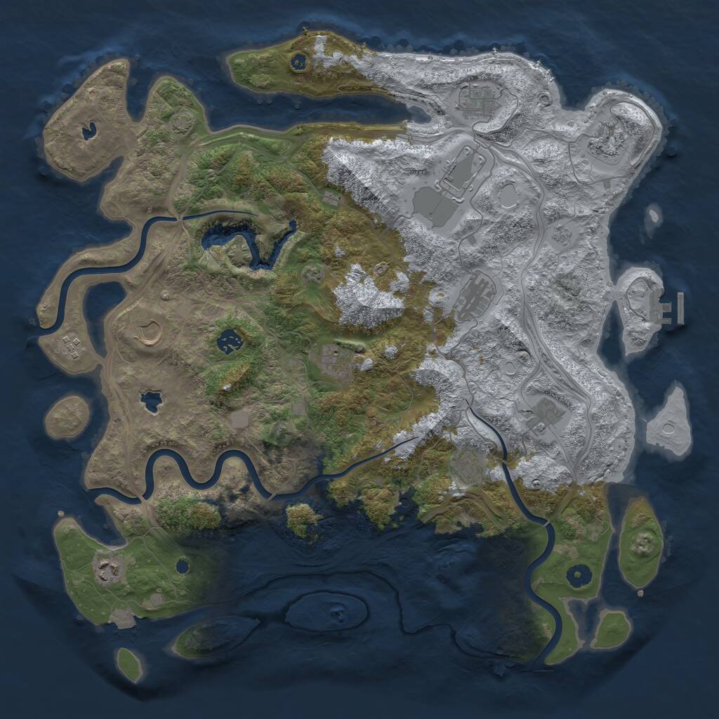 Rust Map: Procedural Map, Size: 4500, Seed: 704885001, 16 Monuments