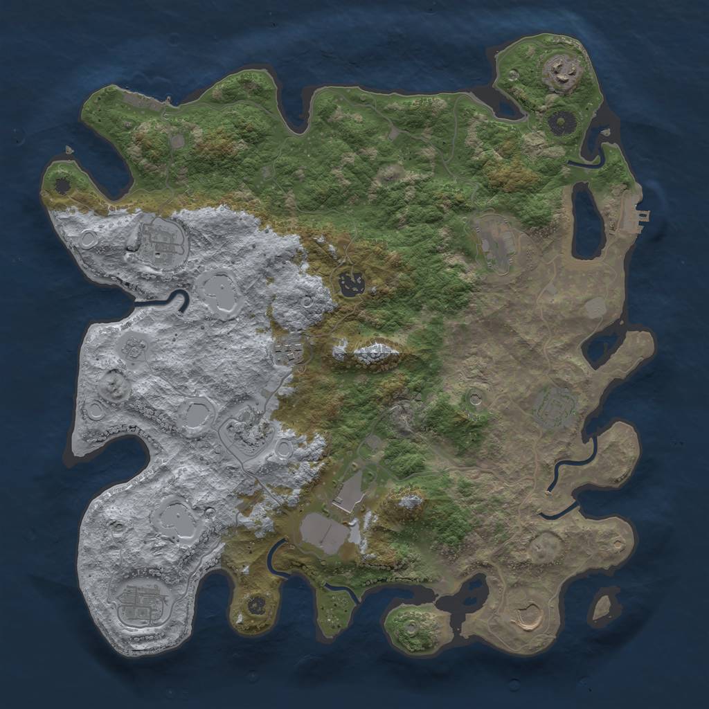 Rust Map: Procedural Map, Size: 3950, Seed: 31948372, 19 Monuments