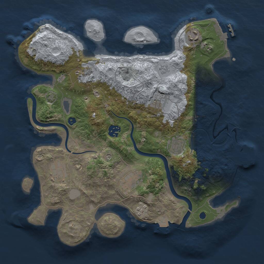 Rust Map: Procedural Map, Size: 3250, Seed: 874927, 14 Monuments