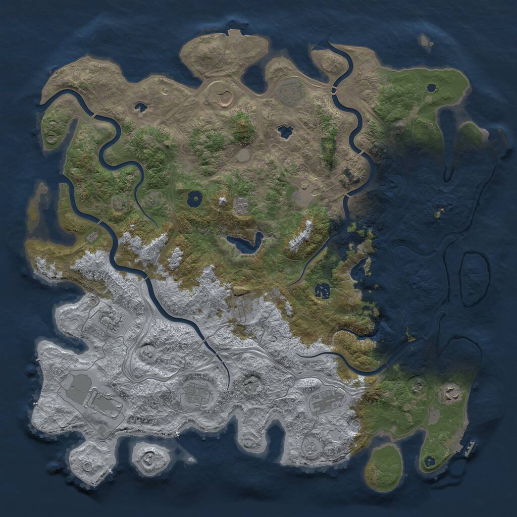 Rust Map: Procedural Map, Size: 4800, Seed: 219007414, 17 Monuments