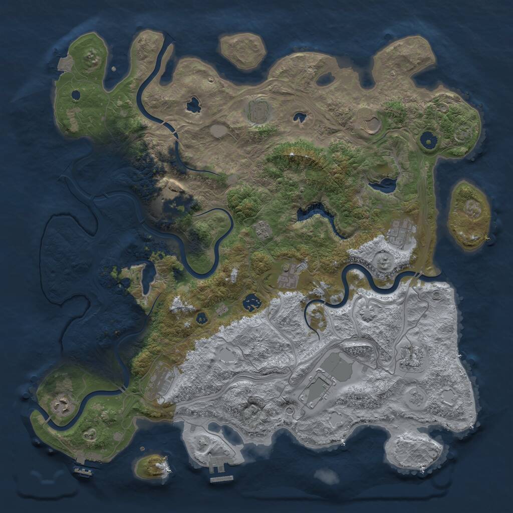Rust Map: Procedural Map, Size: 4500, Seed: 1505470080, 17 Monuments