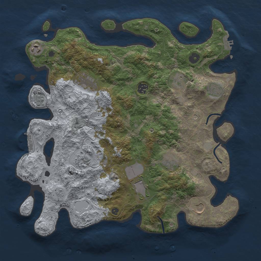 Rust Map: Procedural Map, Size: 3750, Seed: 2129834450, 19 Monuments