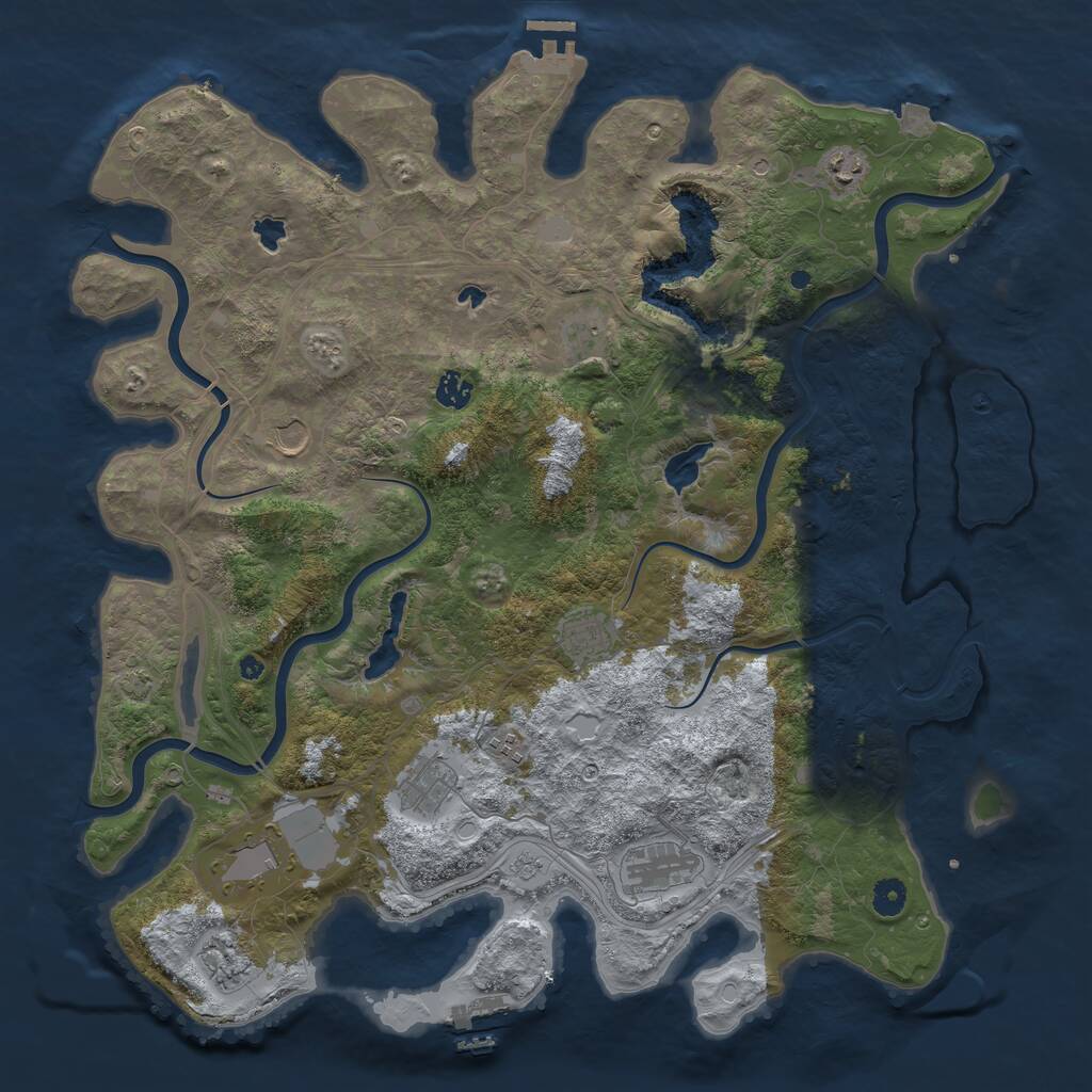 Rust Map: Procedural Map, Size: 4500, Seed: 722616595, 16 Monuments